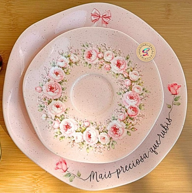 Louça cristã coroa de rosas